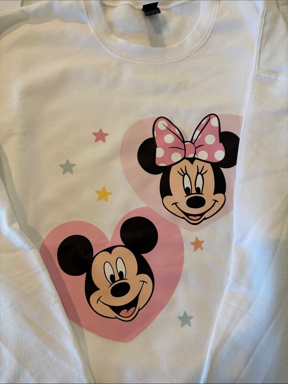 Disney Mickey & Minnie Pink Heart Graphic Sweatshirt - White